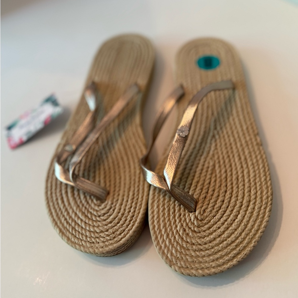 Tommy Bahama Thong Sandals with Metallic Straps Bronze/Tan Women’s 8 NEW